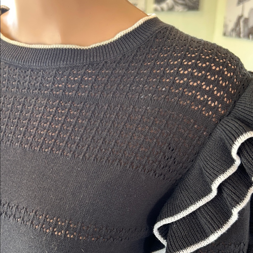 Black Ruffle Sleeve Sweater - Picture 5 of 5